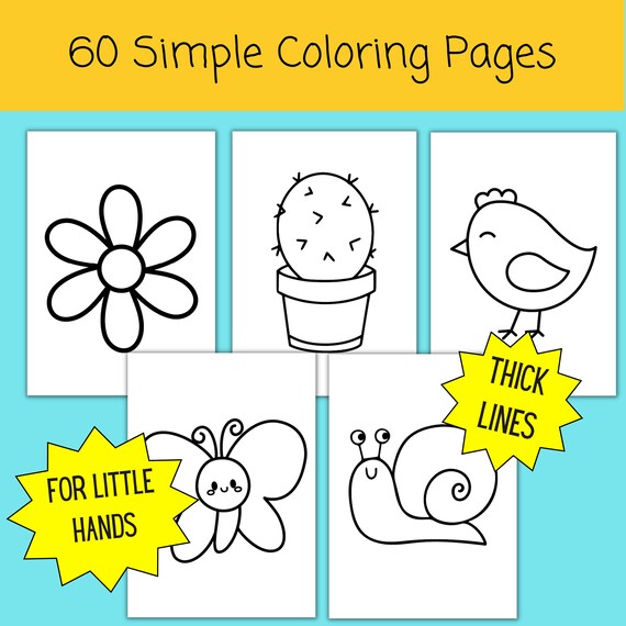 Coloring pages thick lines little hands simple drawings pre school kindergarten printable download now