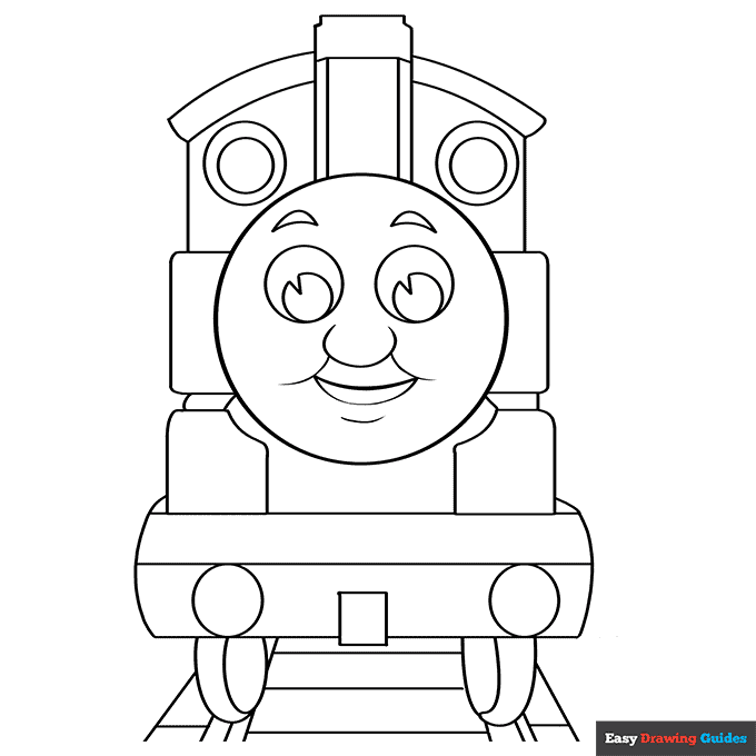 Thomas the train coloring page easy drawing guides