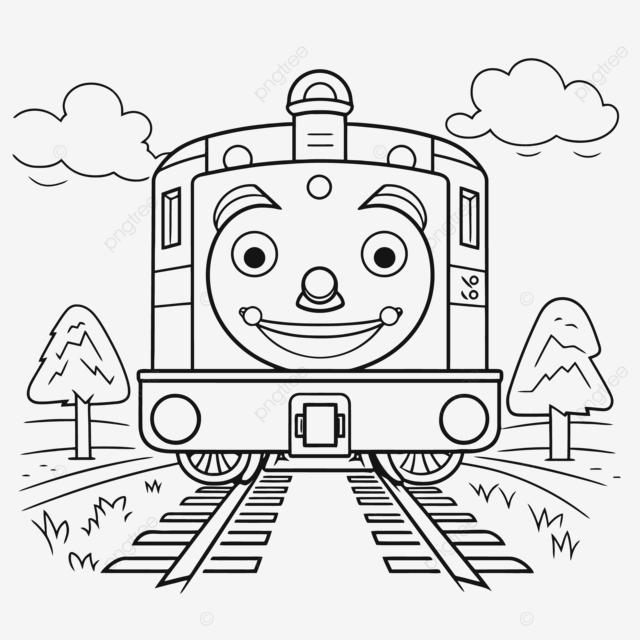 Picture of thomas the train coloring page showing the smiling face outline sketch drawing vector train drawing wing drawing rain drawing png and vector with transparent background for free download