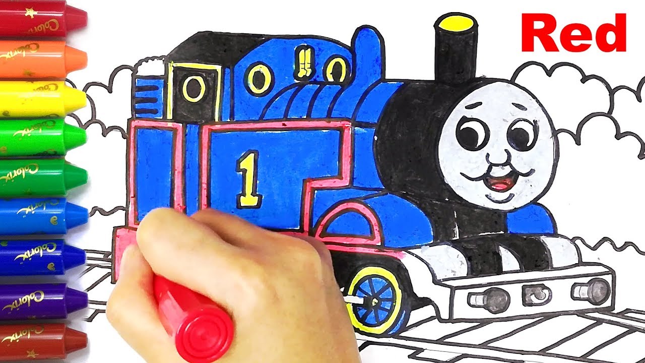 How to draw thoas train learn colors easy drawing painting coloring pages for kids