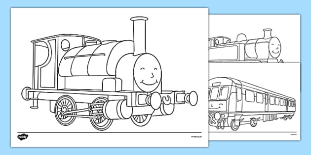 Steam train colouring sheet templates