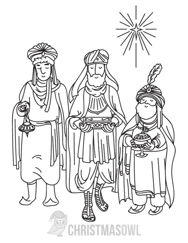 Free printable three wise men coloring page download it at httpschristmasowldownloâ three wise men catholic christmas coloring christmas coloring pages