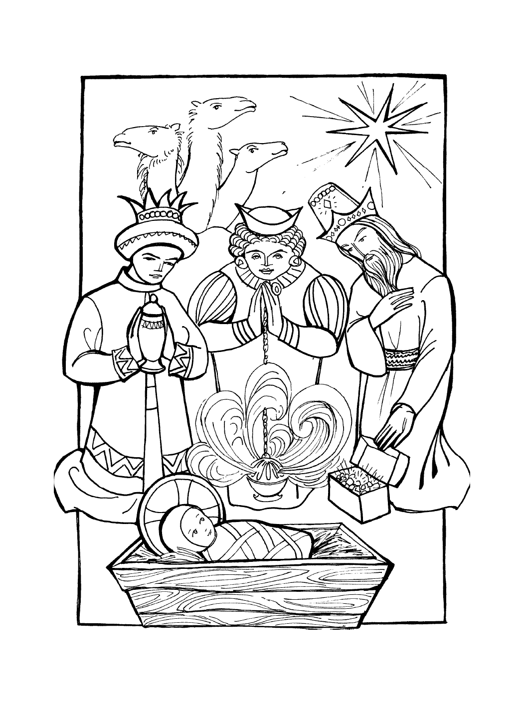 Image of three kings to print and color