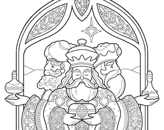 Three wise men coloring page in two sizes x bible journaling tip