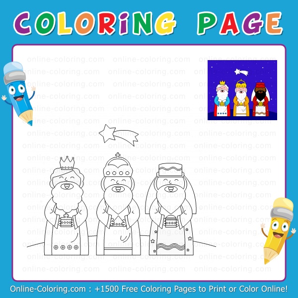 The three wise men magi free online coloring page