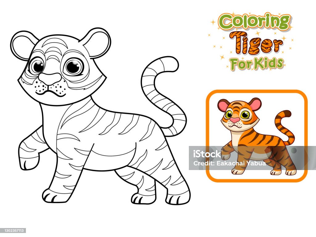 Coloring pages and printables cute cartoon tiger crafts and worksheets for kid vector illustration stock illustration