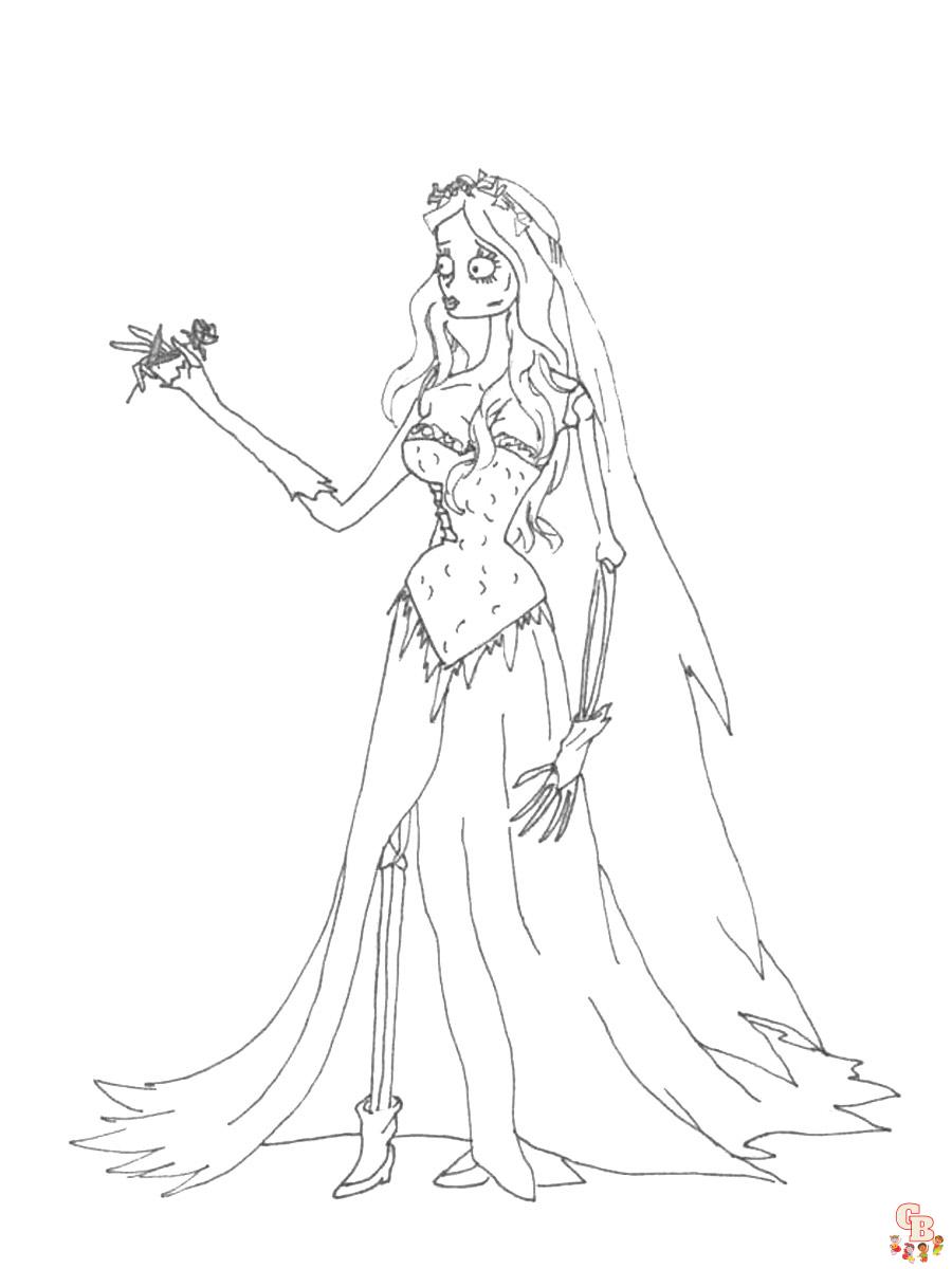 Corpse bride coloring pages free printable sheets for kids