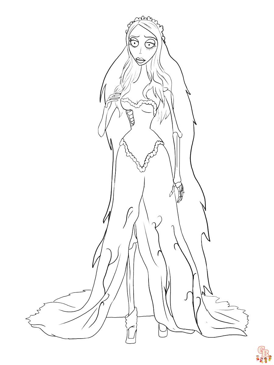 Corpse bride coloring pages free printable sheets for kids