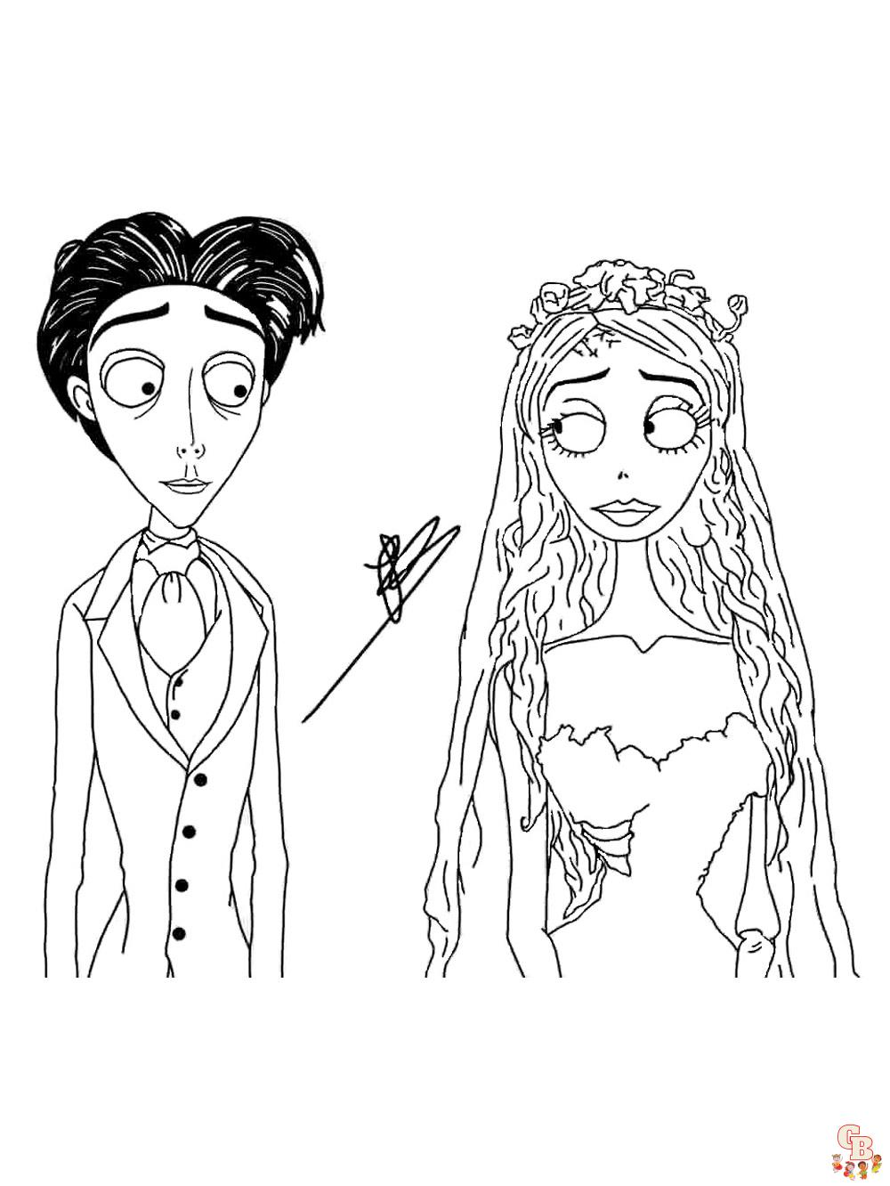 Corpse bride coloring pages free printable sheets for kids