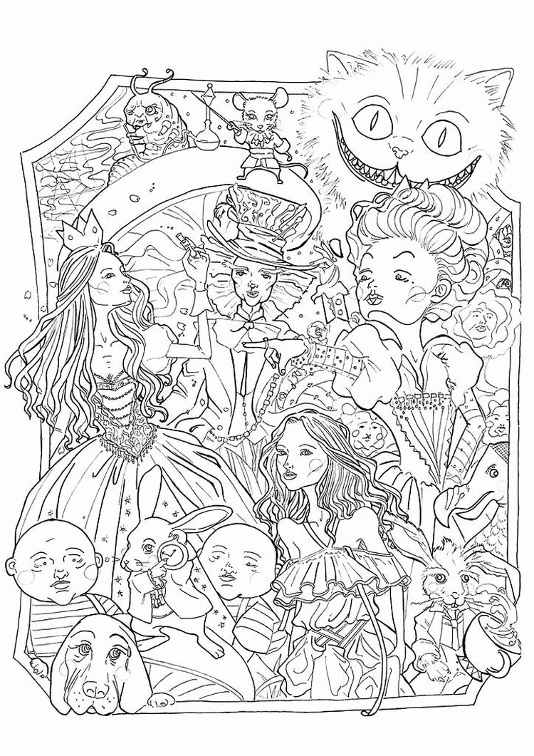 Alice in wonderland coloring pages pdf