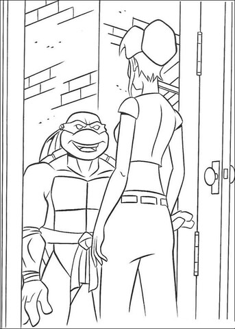 Tmnt visiting april oneil coloring page free printable coloring pages