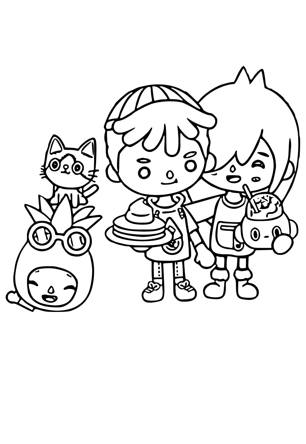 Free printable toca boca characters coloring page for adults and kids