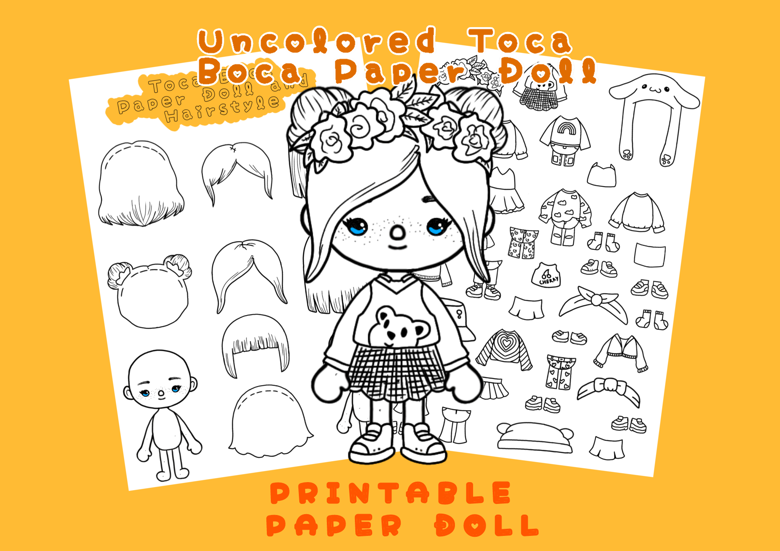 Color toca boca paper doll and clothes toca boca papercraft quiet book pages printable paper doll