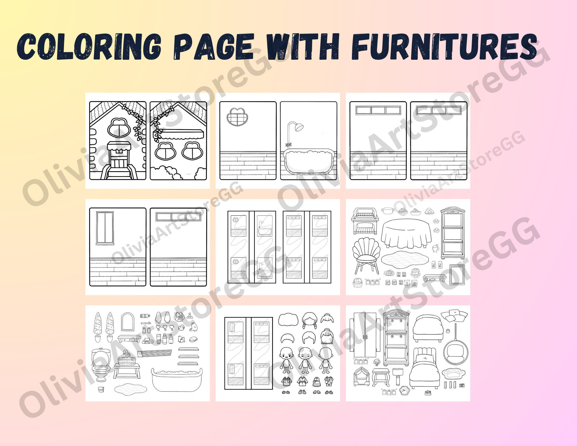 Toca boca coloring page apartment house toca life papercraft quiet book pages printable apartment incolor paper dolls rooms and furnitures