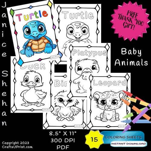 Baby animals toddler easy babys first coloring book printable coloring pages for children printable coloring pages sheets free thank you gift