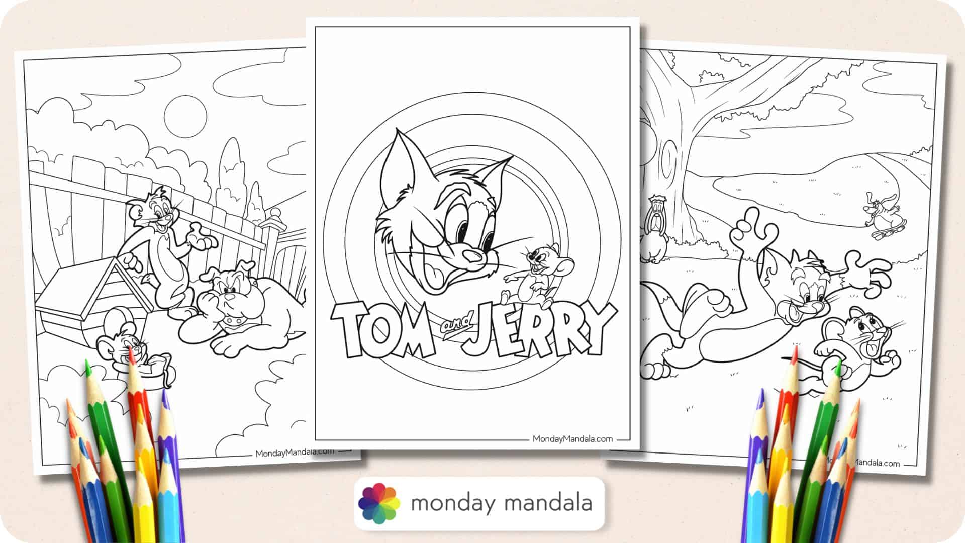 Tom and jerry coloring pages free pdf printables