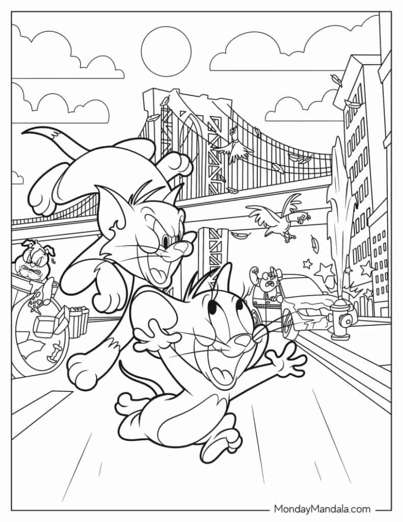 Tom and jerry coloring pages free pdf printables