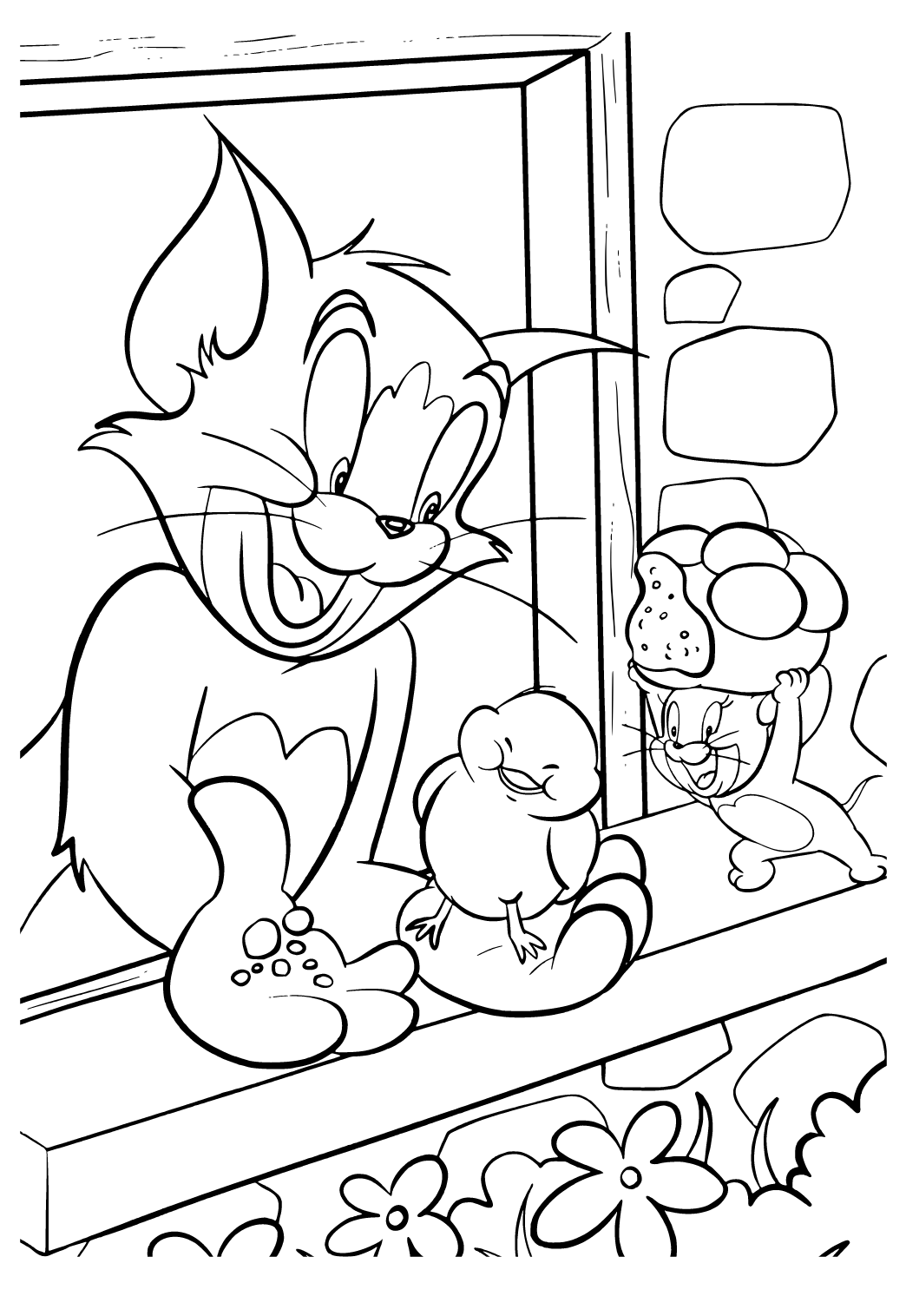 Free printable tom and jerry bird coloring page for adults and kids