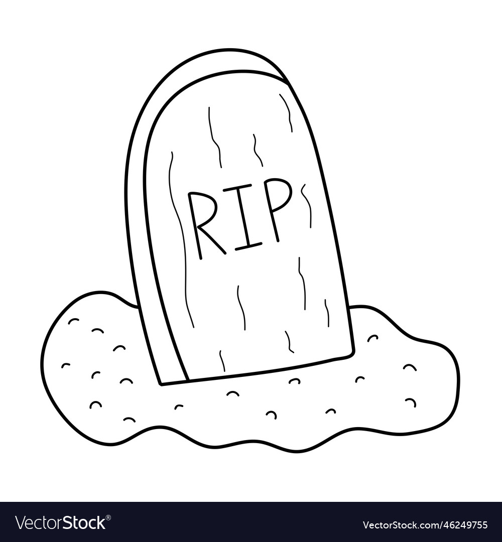 Halloween coloring page with rip tombstone spooky vector image