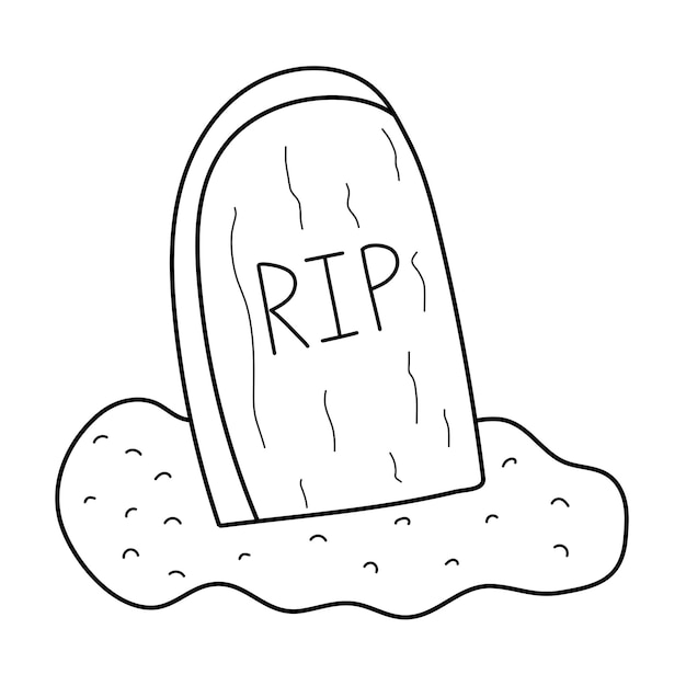 Premium vector halloween coloring page with rip tombstone spooky grave print for coloring book in us letter format