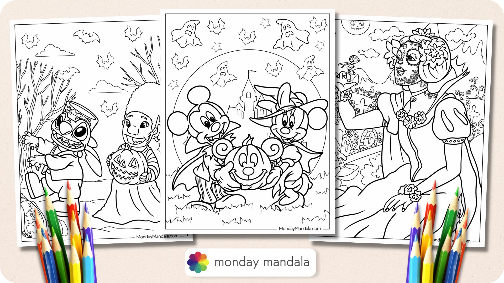 Disney halloween coloring pages free pdf printables
