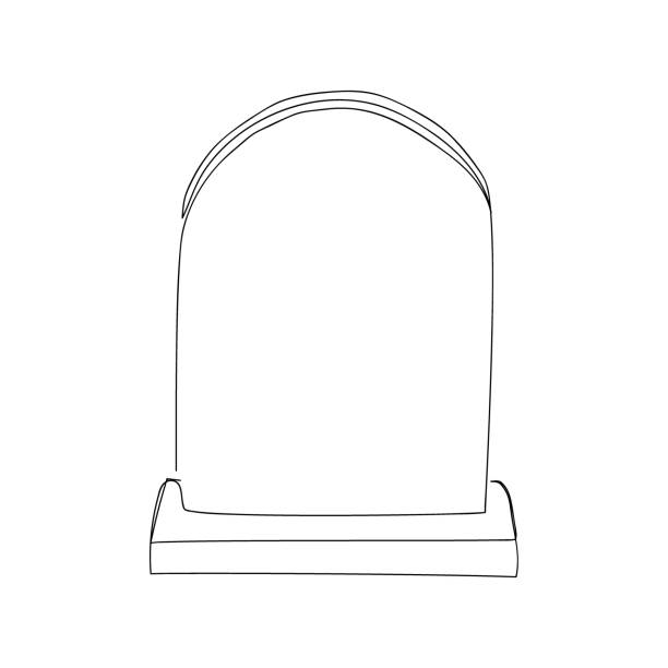 Gravestone one line art continuous line drawing of grave cemetery death memorial day halloween hand drawn vector illustration stock illustration