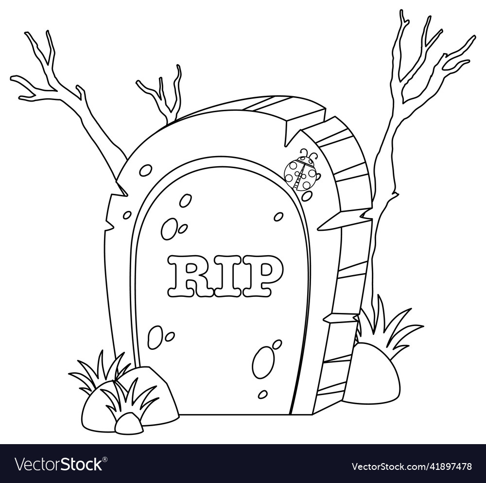 Tombstone doodle outline for colouring royalty free vector