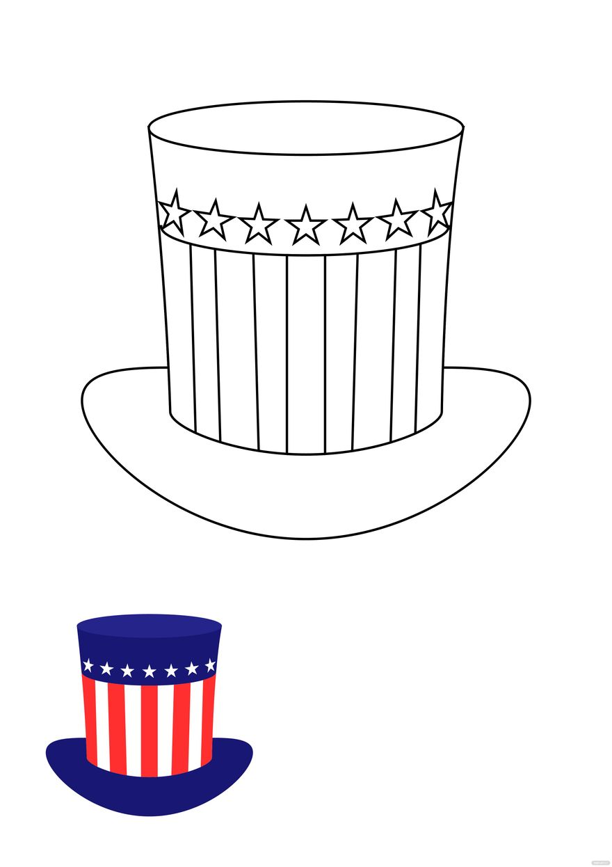 Free th of july hat coloring page