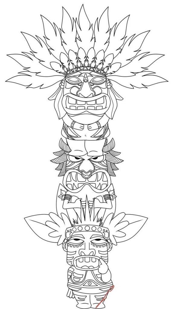 Free printable totem pole coloring pages for kids