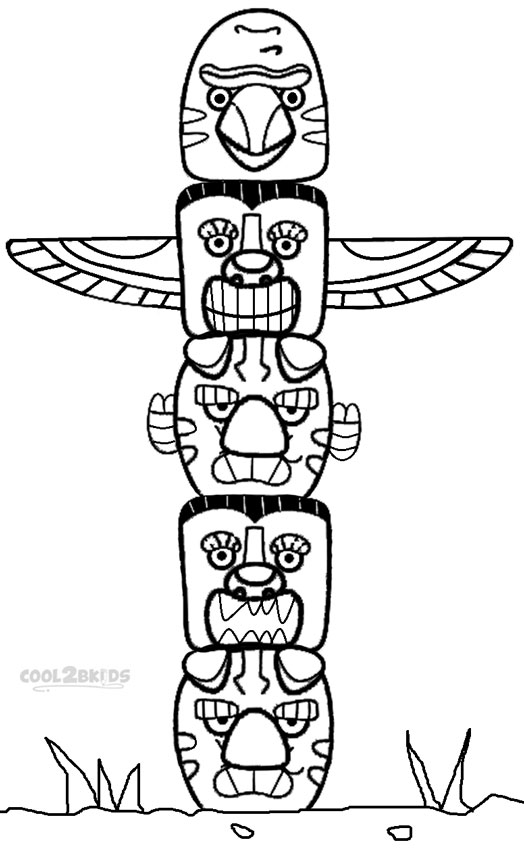 Printable totem pole coloring pages for kids