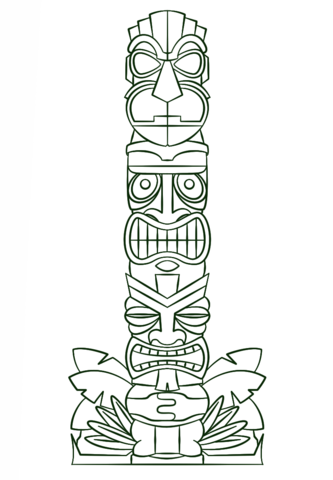 Tiki tribal pole coloring page free printable coloring pages