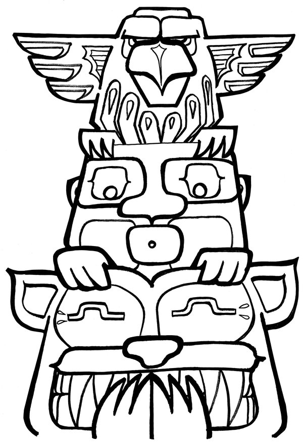 Free printable totem pole coloring pages for kids