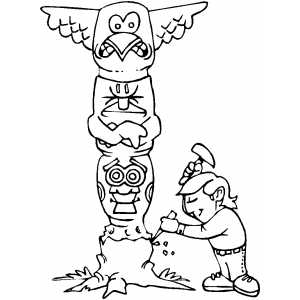 Totem pole carving coloring page