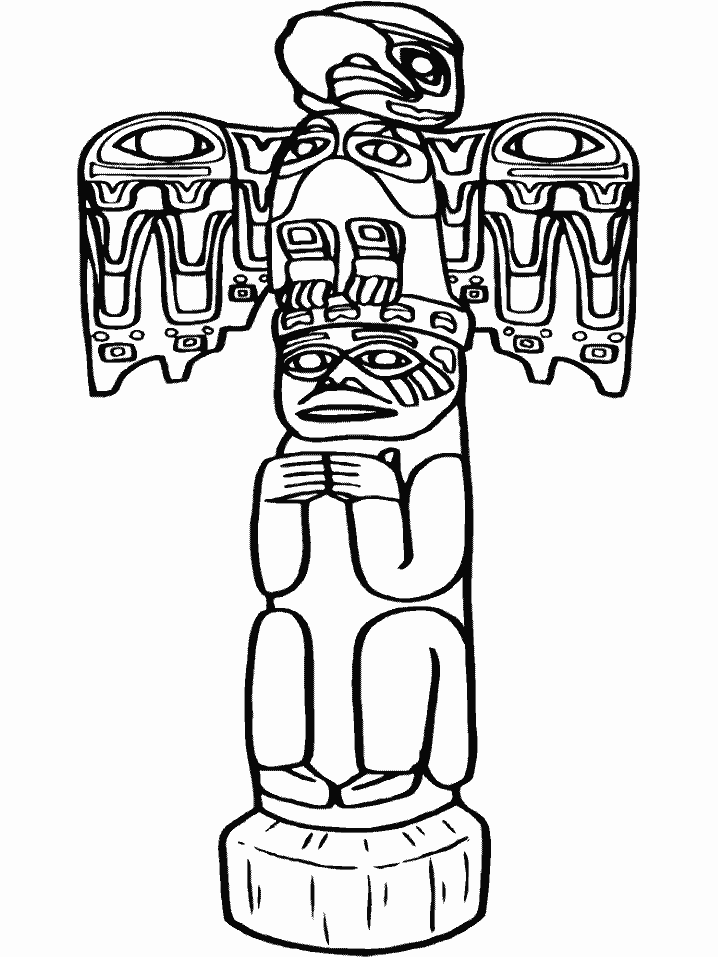 Free printable totem pole coloring pages for kids