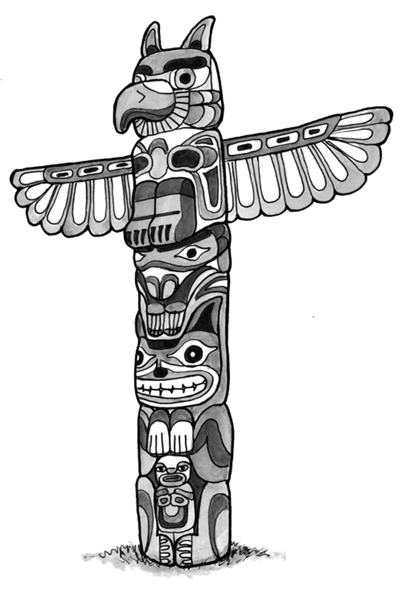 Free totem pole coloring pages