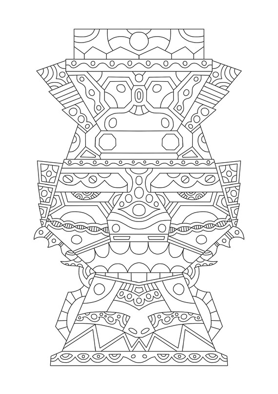 Pages with totem poles coloring pages