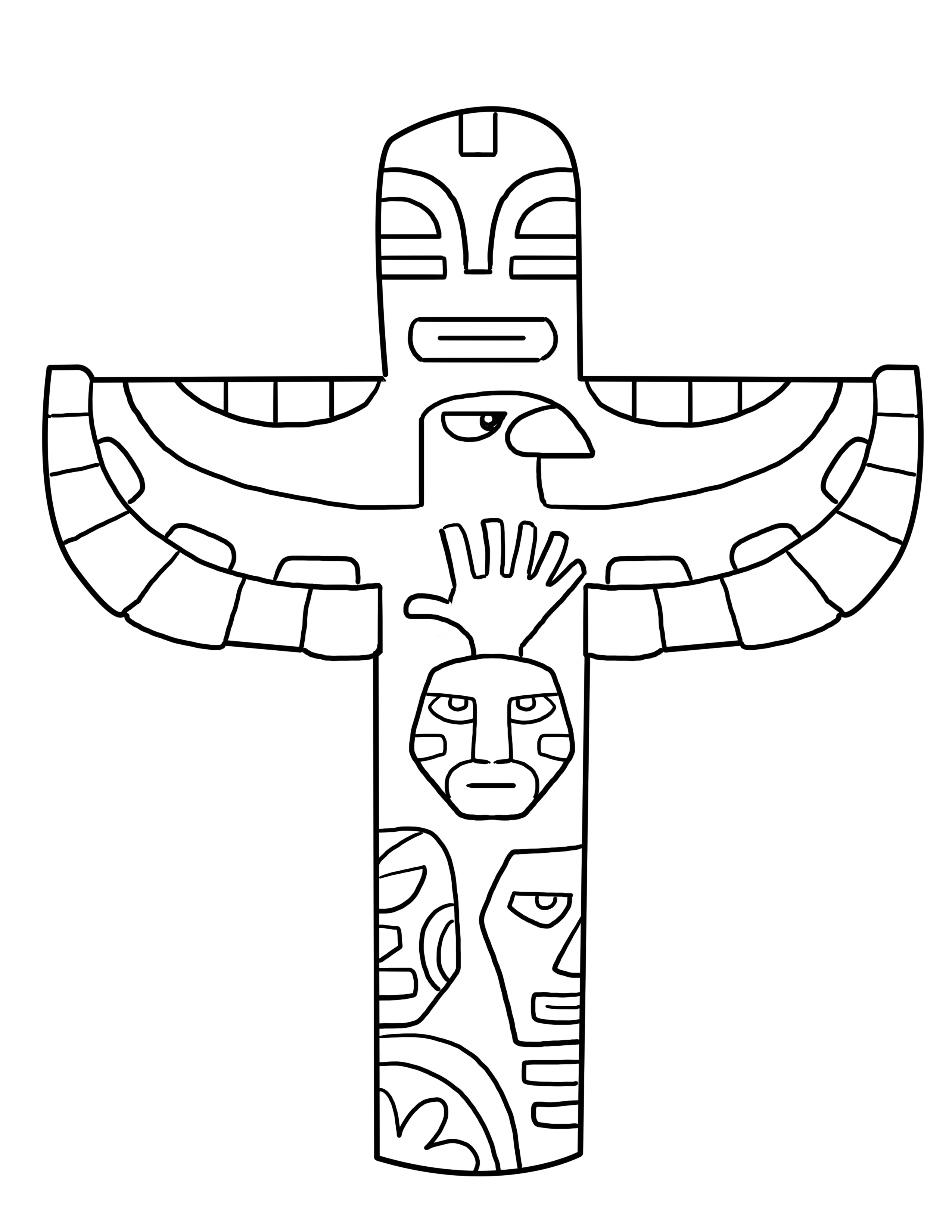 Free printable totem pole coloring pages for kids