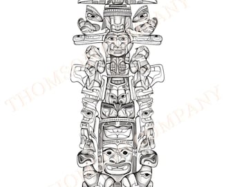 Intricate native american totem pole coloring pages to de