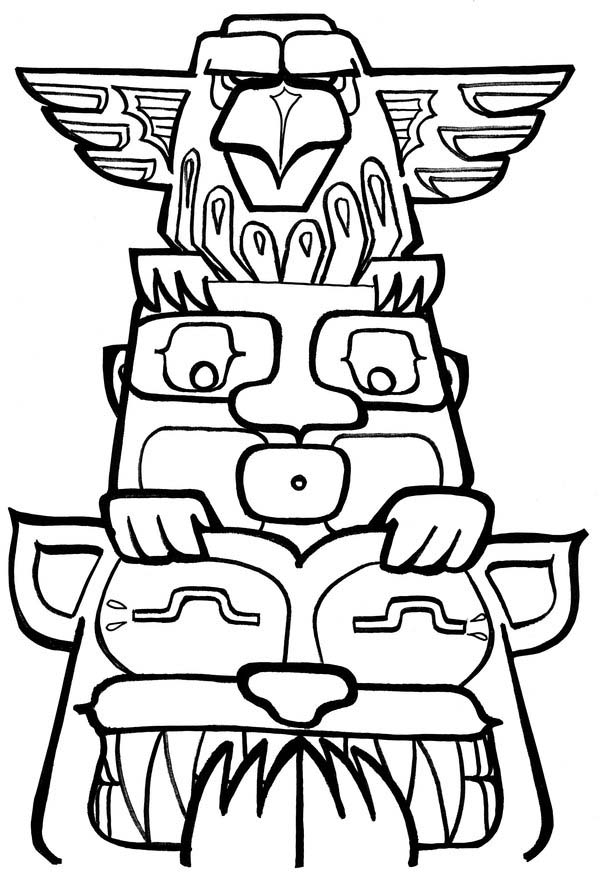 Funny totem poles coloring page kids play color