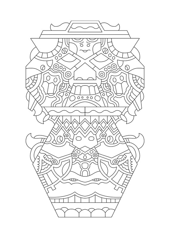 Pages with totem poles coloring pages