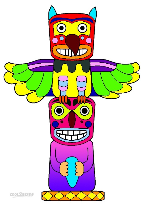 Printable totem pole coloring pages for kids