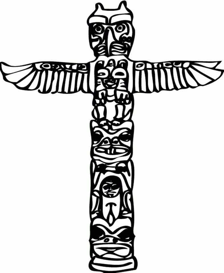 Free drawing of totem pole coloring page