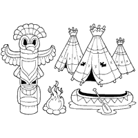 Teepees and totem pole coloring pages