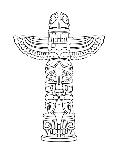 Premium vector native american indian totem isolated coloring