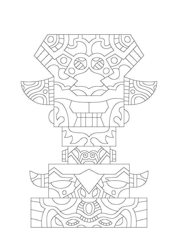 Pages with totem poles coloring pages