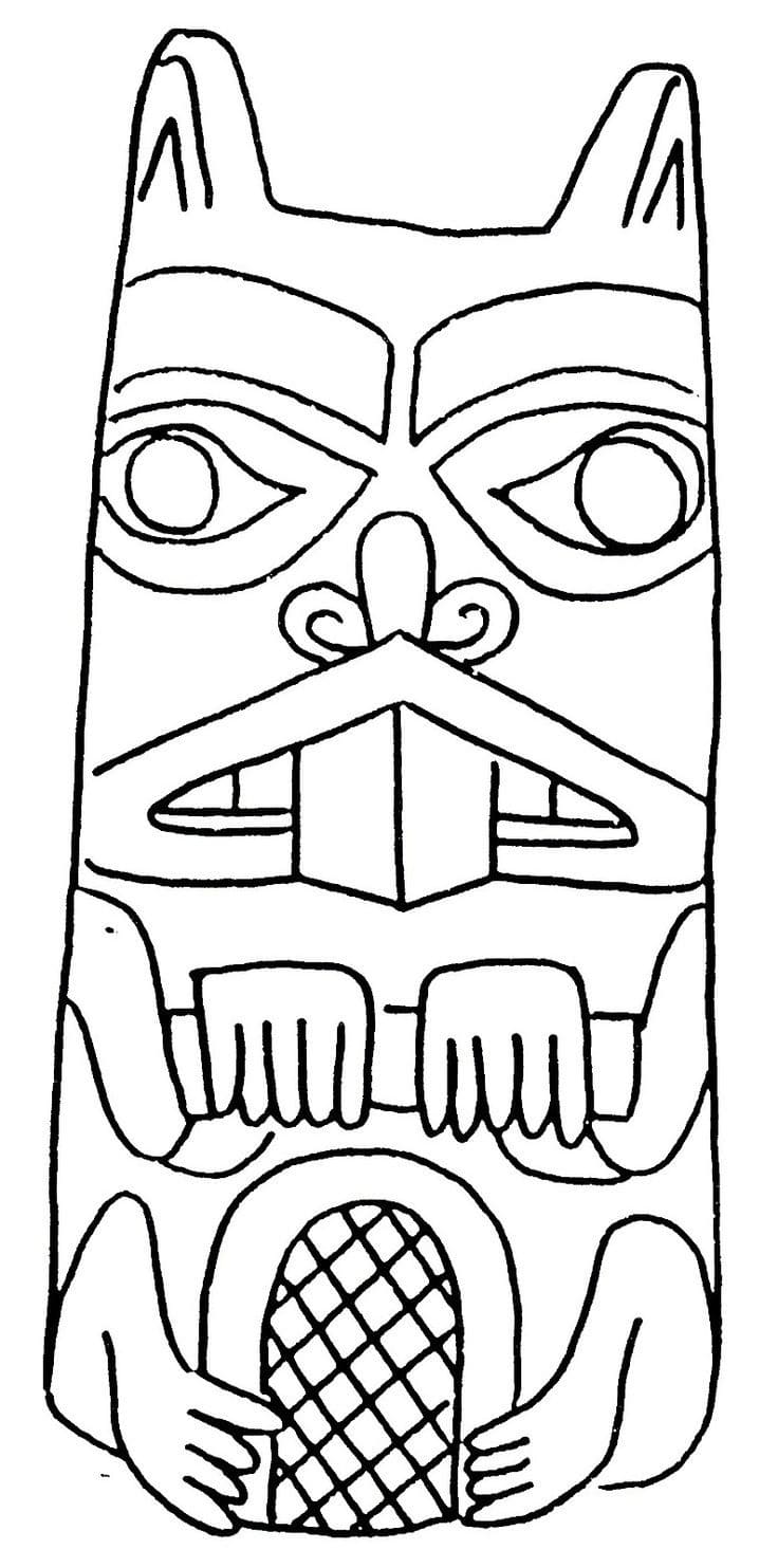 Funny totem pole coloring page