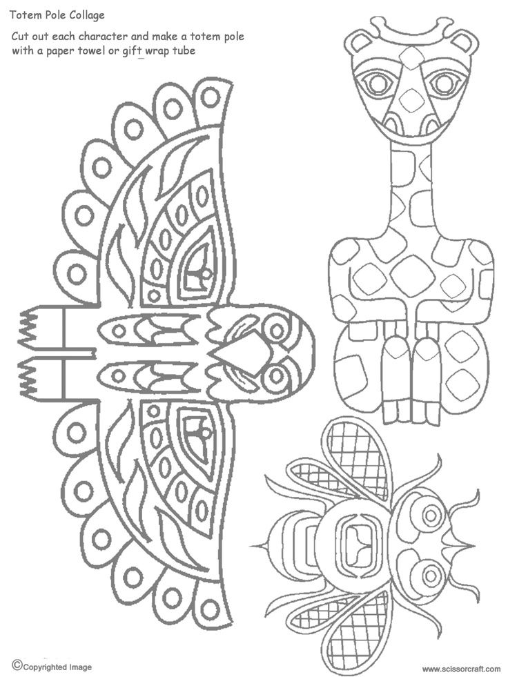 Printabletotempoleanimals native american totem native american totem poles totem pole art