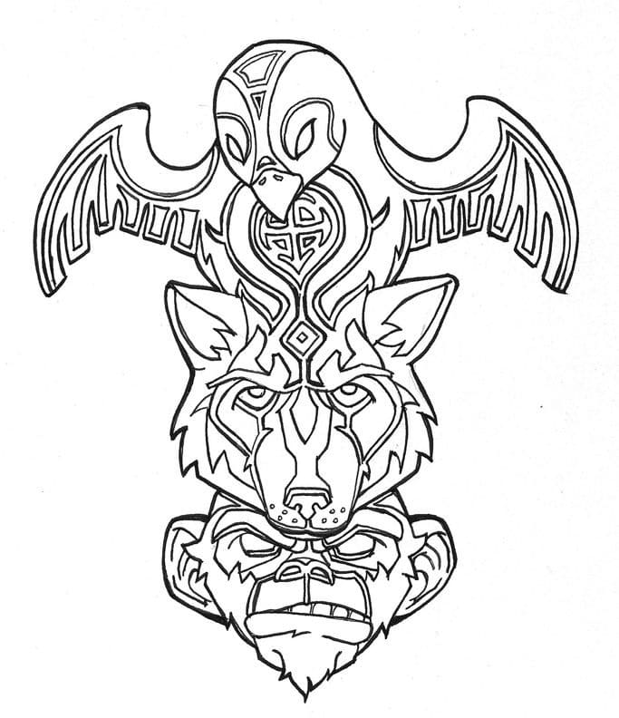 Free totem pole printable coloring page