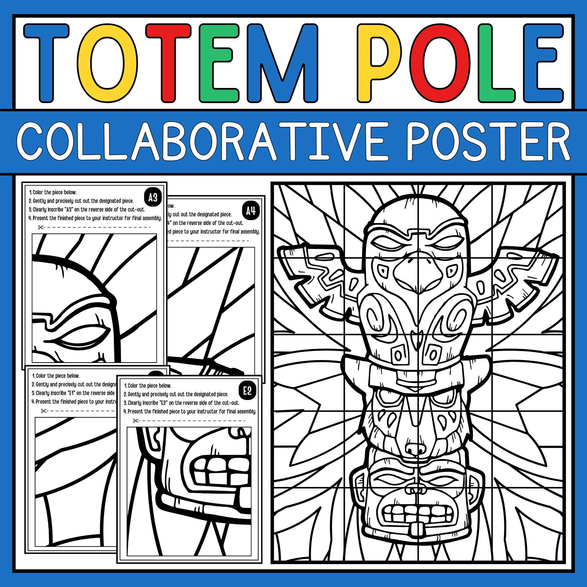 Totem pole collaborative poster native american heritage month activities made by teachers
