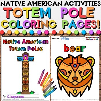 Native american totem pole indigenous coloring pages and writing activities